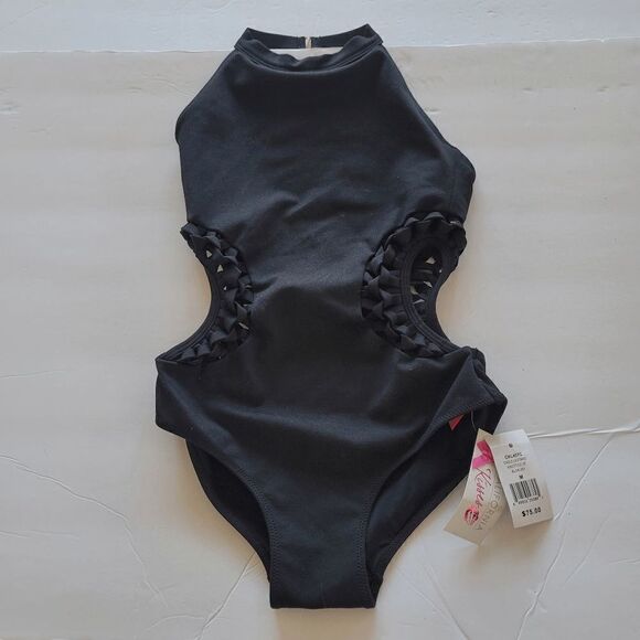 California Kisses black one piece open sides swimwear juniors size M fits S - Picture 1 of 6